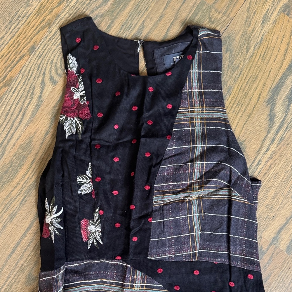 Maeve Black and Red Floral Plaid Midi Dress - Picture 5 of 9